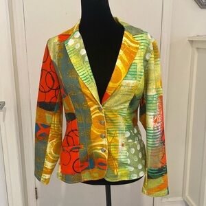 SIMPLY by DOLCEZZA, colourful and fitted cotton mix blazer  Size Small